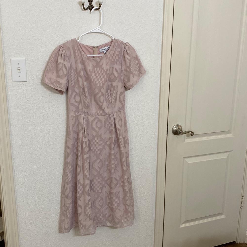 Grand Textured Lace Dress in Blush